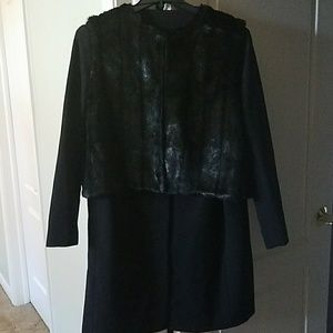 NWT IMAN coat with removable faux fur vest